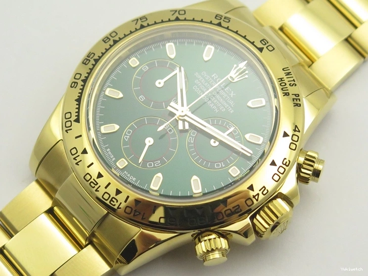 Plated YG 904L 1:1 116508 And SS Case Bracelet Green Clone Edition Dial Best Super A4130 ARF Daytona 0414